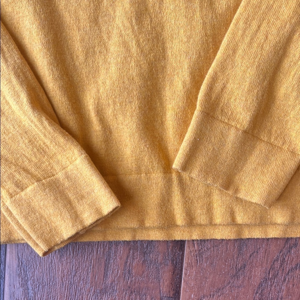 J. Crew Mustard Ruffle Neck Sweater Size M - Picture 6 of 7